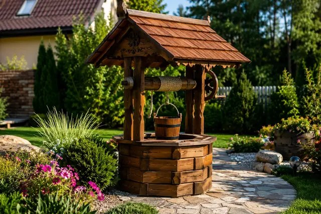Postavte si na zahradě dřevěnou studnu. Správná izolace z ní udělá nezničitelnou ozdobu